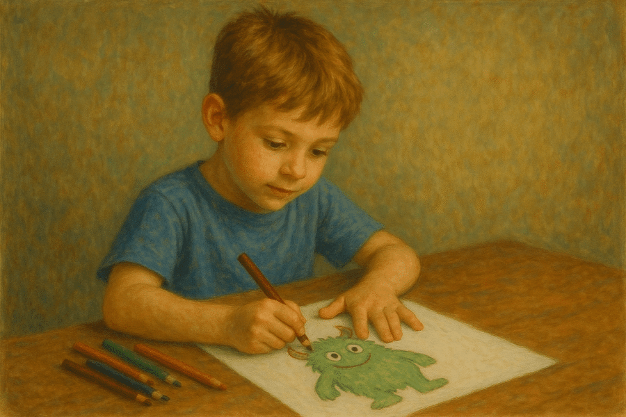 Ilustrație: desenul monstrului fricii